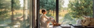 MYM Hausbau Blog 1 Bild mit glücklicher Bauherrin die sich wohlfühlt.