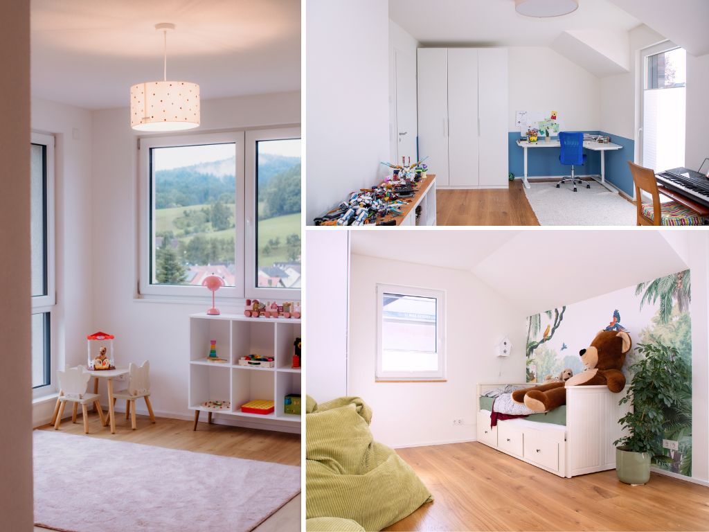 Kinderzimmer unterschiedlich geplant im kindgerechten Haus